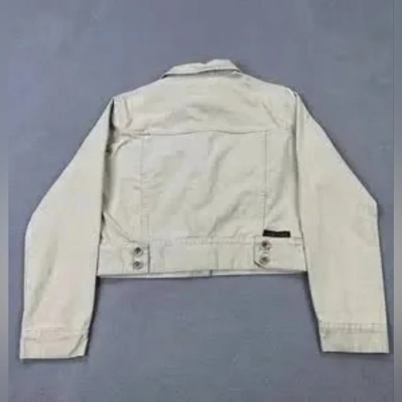 Vintage Levi's Silvertab khakis cropped Trucker Jacket Beige EUC 90s Y2K - Picture 2 of 4